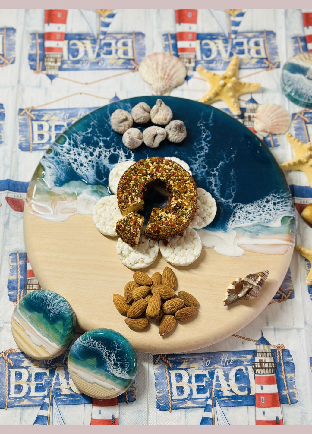 Деревянный набор для сервировки с эпоксидной смолой и морем KorriArt (315391433)