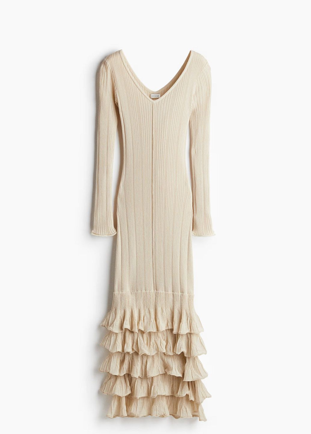 Светло-бежевое платье H&M однотонное