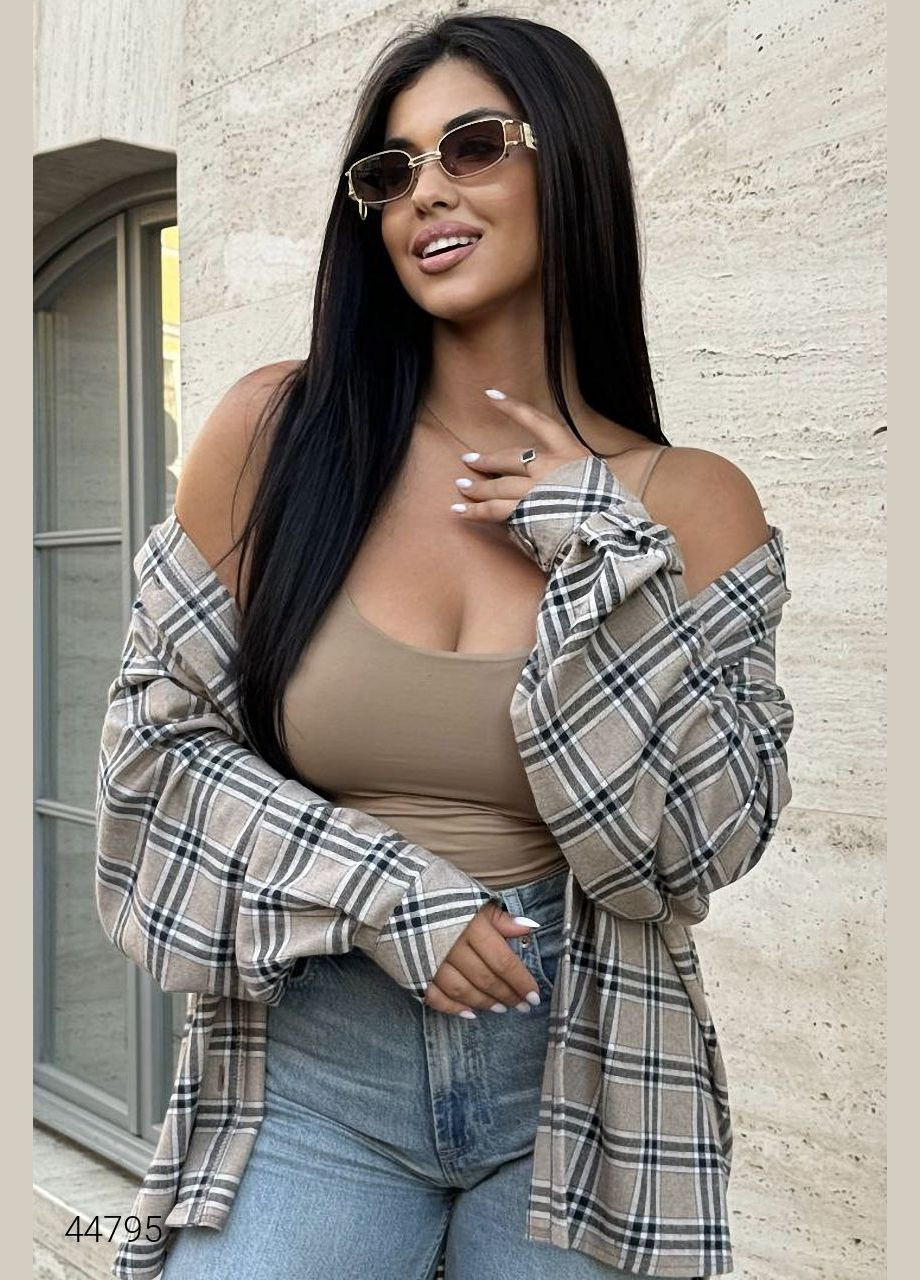 Бежевая повседневный рубашка в клетку Liton