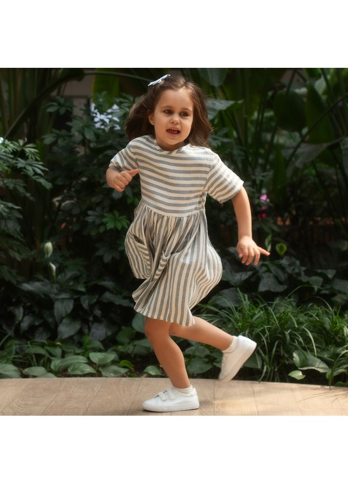 Блакитна сукня дитяча муслінова з кишенями для дівчаток trendy тot Trendy Tot (372735858)