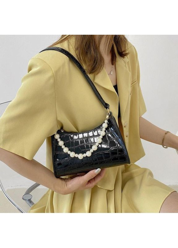 Сумка женская плетеная из экокожи черного цвета на плече No Brand (362588218)