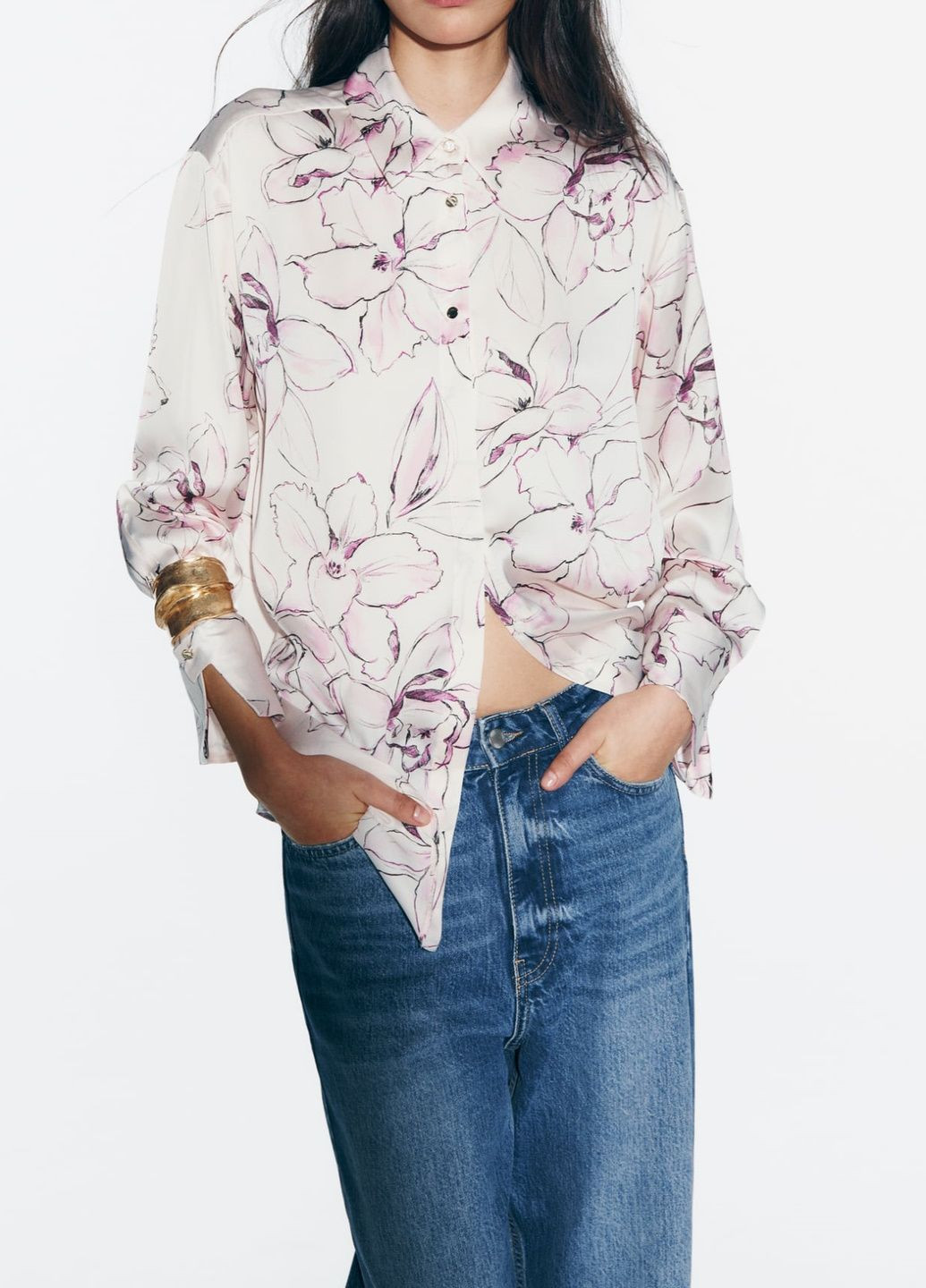 Молочная праздничный рубашка с цветами Zara