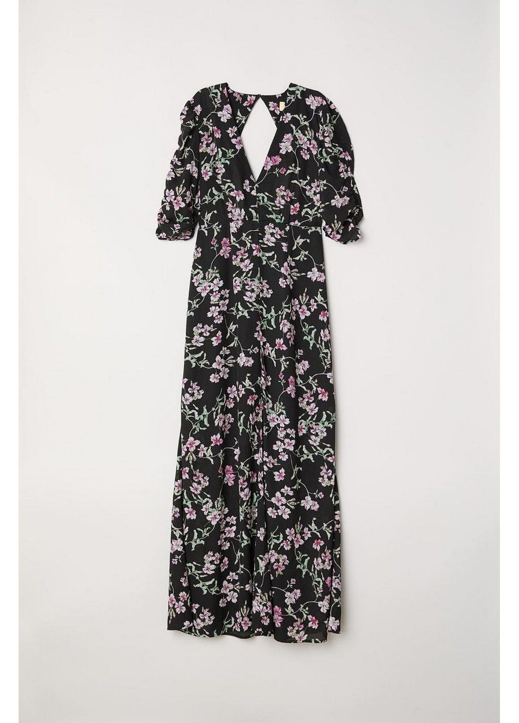 Черное кэжуал платье H&M с цветочным принтом