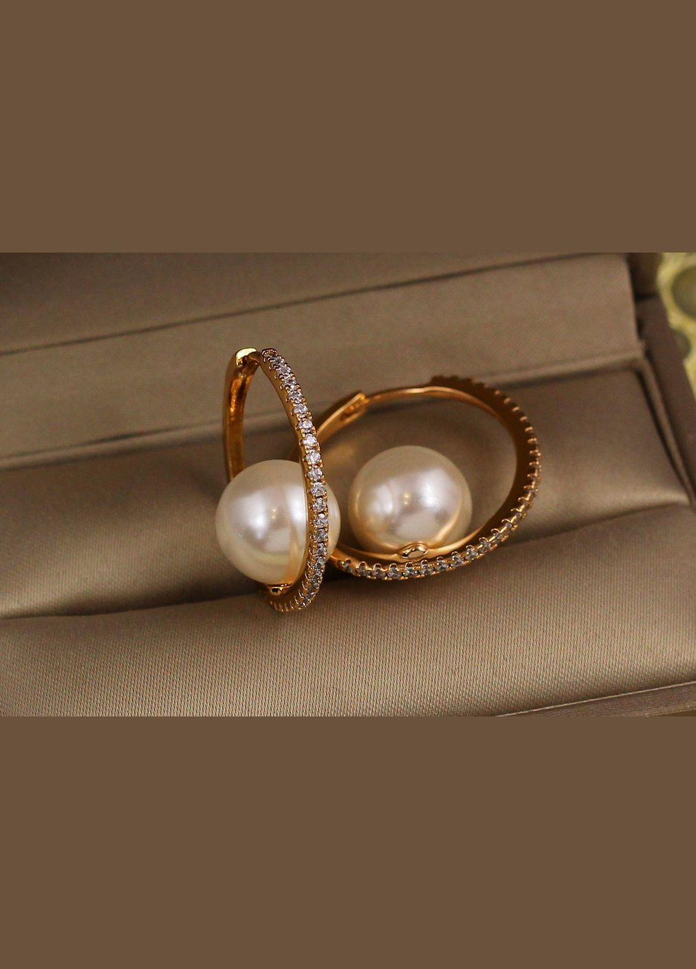 Сережки кільце з перлиною 2.3 см золотисті Xuping Jewelry (316433470)