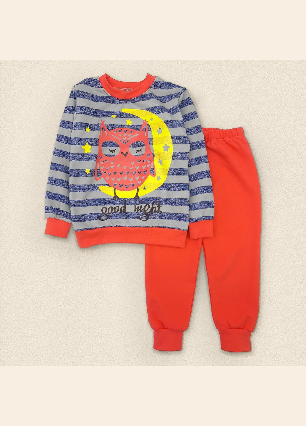 Комбінована всесезон піжама дитяча в смужку з начосом good night dexter's
