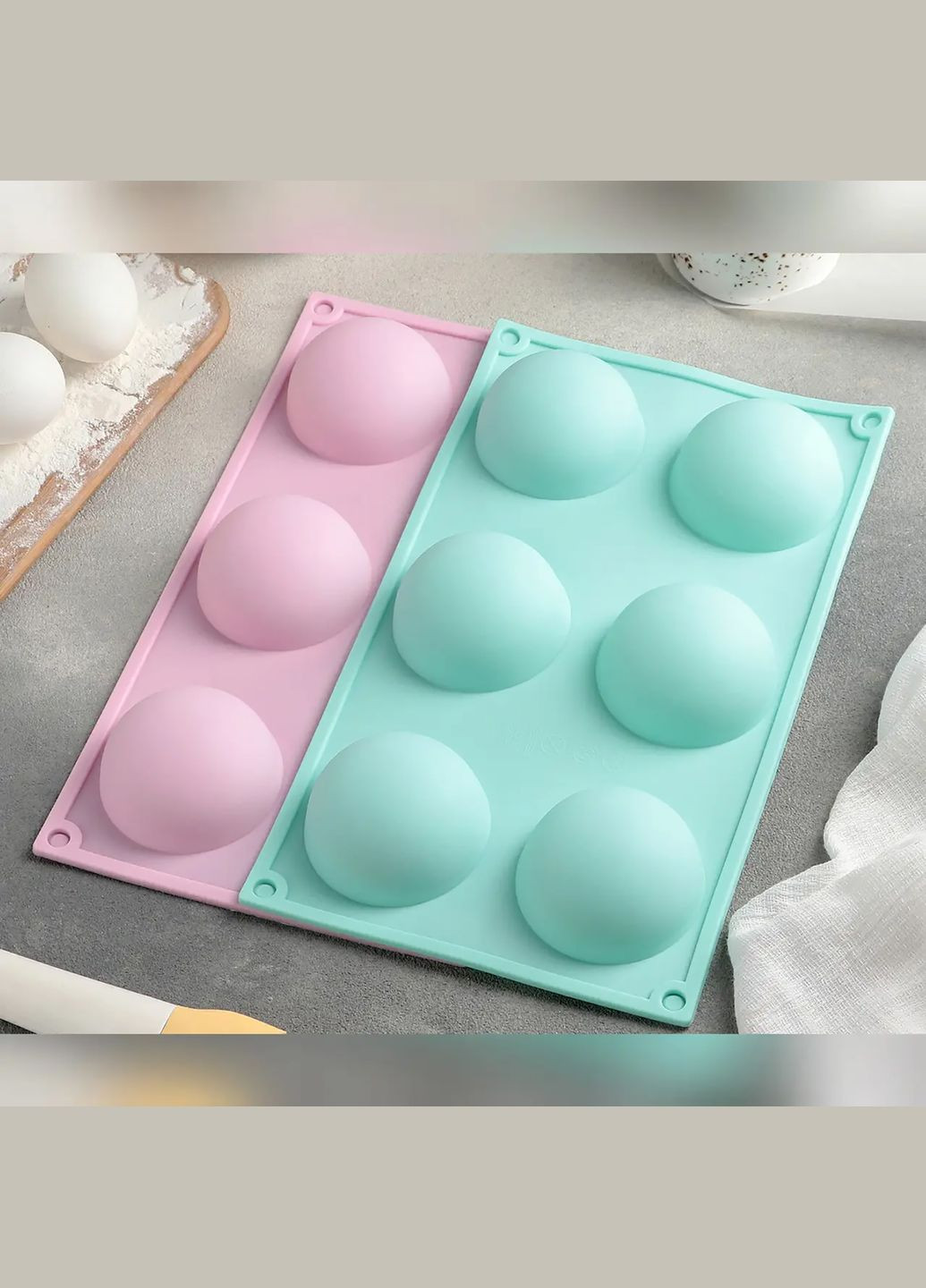 Форма силиконовая на планшете полусферы на 6 шт. для конфет, шоколада, мини тортиков, желе 29х17 см Серый Kitchen Master (301796689)