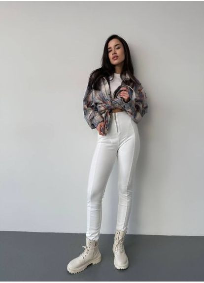 Теплые женские лосины на флисе, белые, размер (арт. 718) No Brand (358205096)