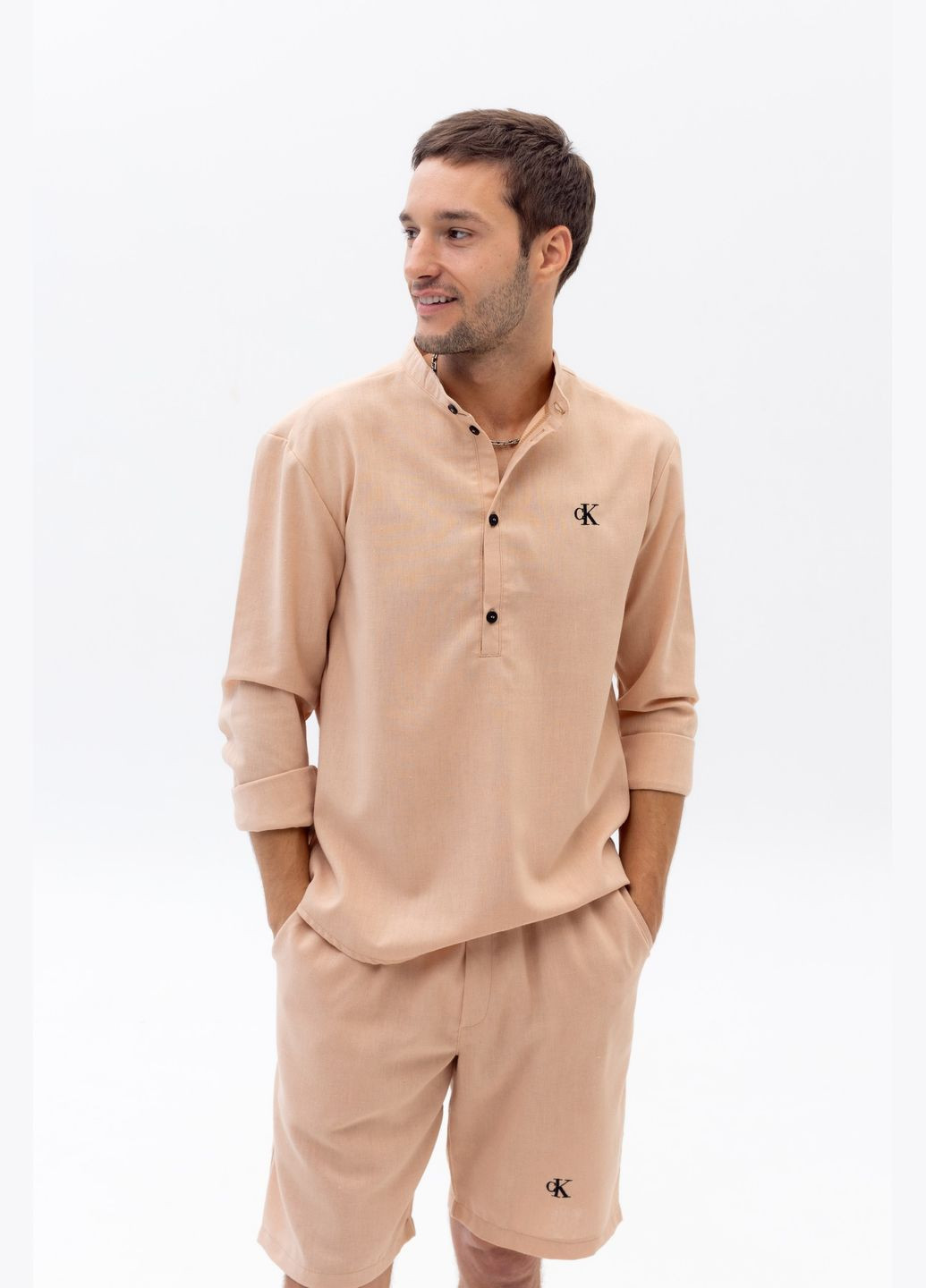 Льняні кежуал шорти з лого СК Vakko (298880376)