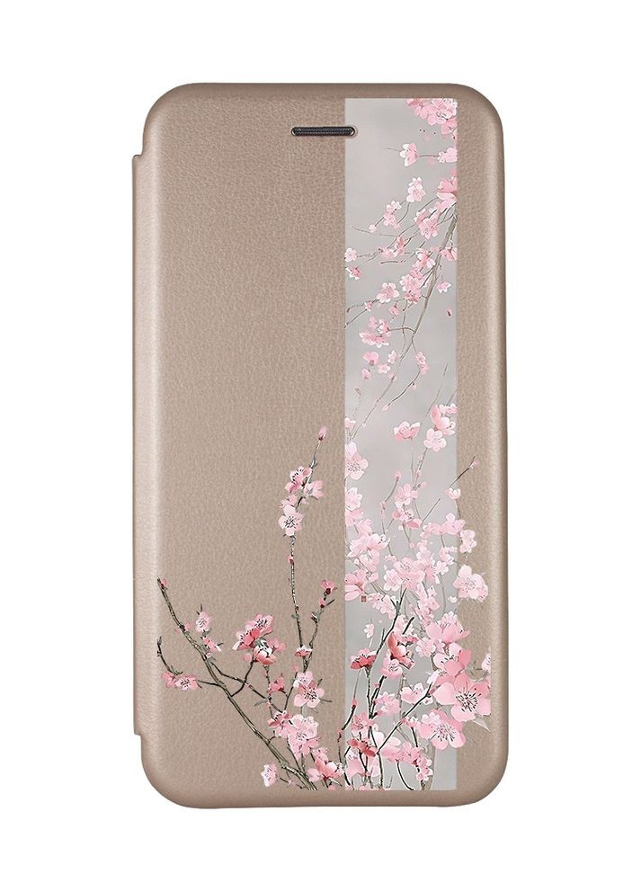 Чехол-книга с рисунком для Xiaomi Redmi Note 8 Pro Золотой:: Сакура в цвете (принт 286) G-Case (359485585)