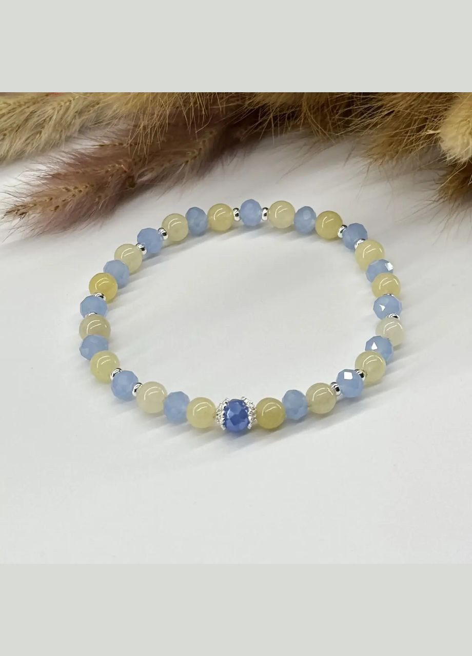 Браслет на резинке натуральный Цитрин и Чешский Хрусталь, фур-ра гип-ный сплав цвет серебро d-6мм+- L-18см No Brand Браслет (335054169)