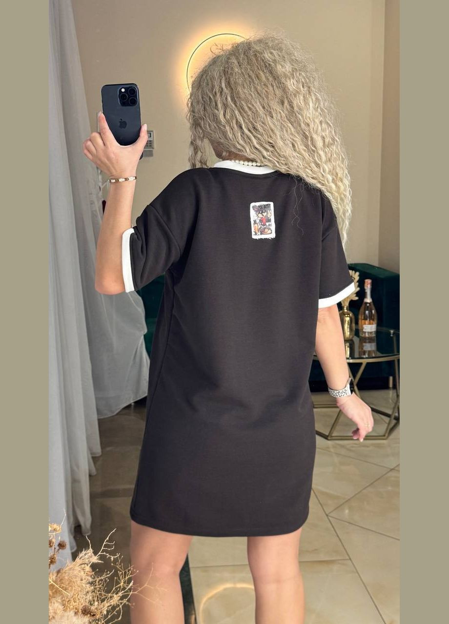 Темно-коричнева повсякденний жіноча сукня-футболка з мультяшним принтом сукня-футболка MonCher