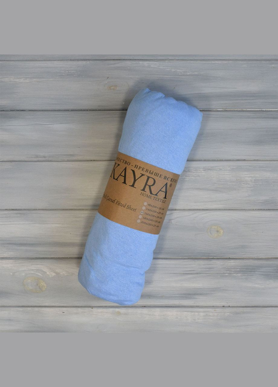 Простирадло 90х200+25 см трикотаж на гумці блакитне Kayra (318382124)