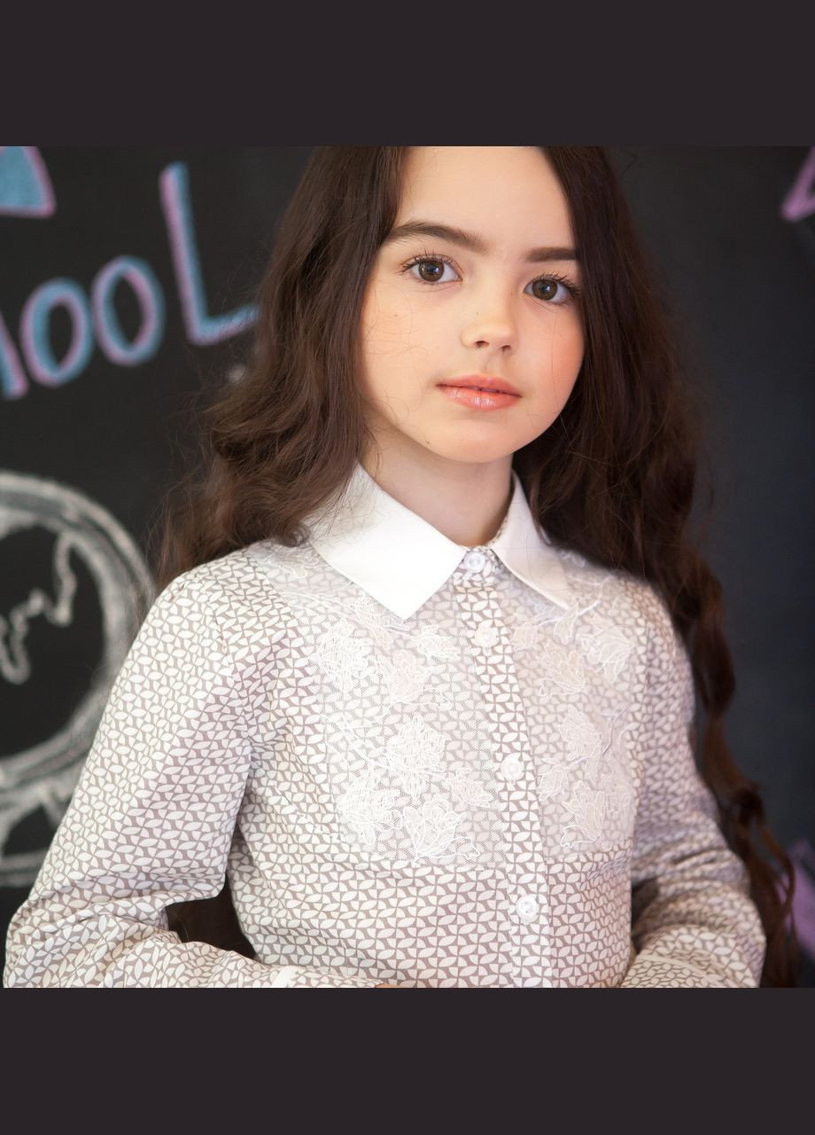 Сорочка мод. 7041 з принтом і мереживом Світ блуз (330615196)