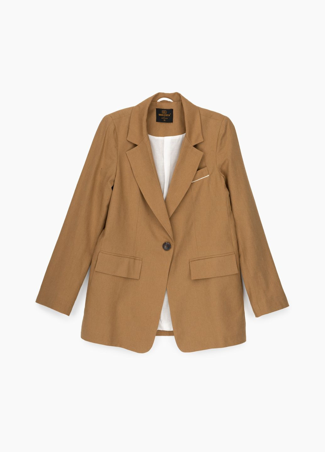 Коричневый женский пиджак однотонный женский 2307 Miss Esta - всесезон