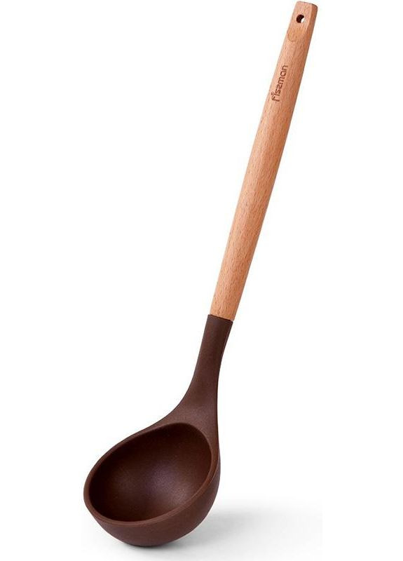 Половник силиконовый 31,5 см шоколадный для супов и соусов кухонный черпак Fissman (368979805)