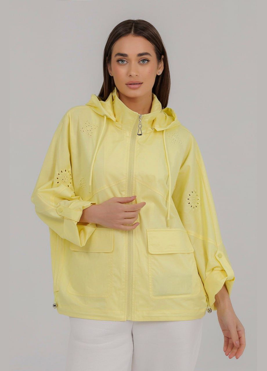 Желтая демисезонная куртка-ветровка оверсайз Lora