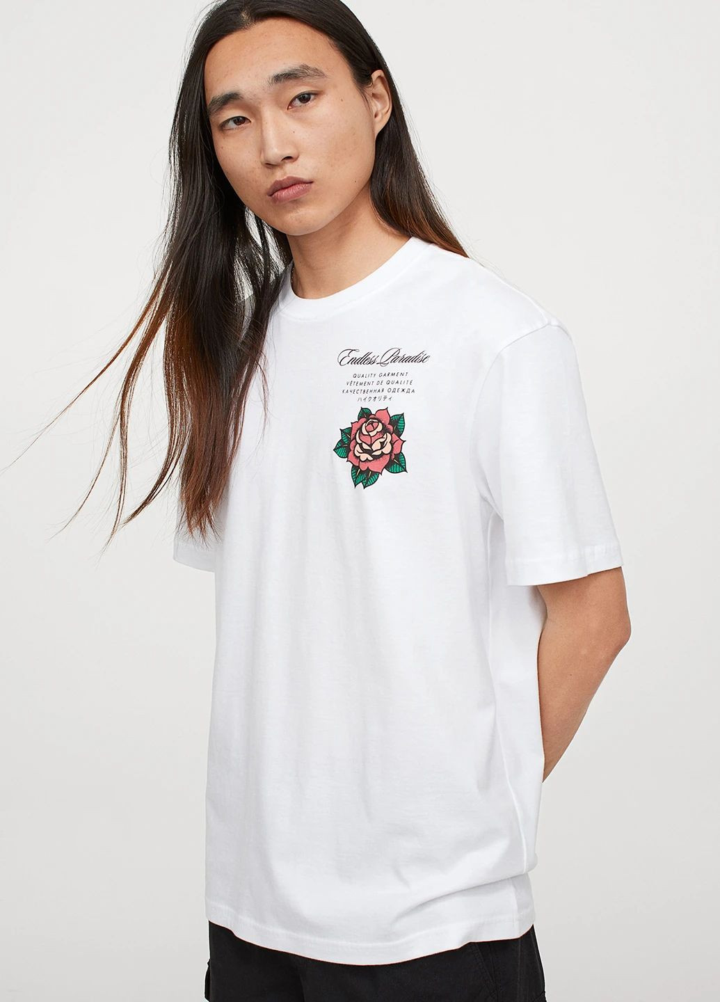 Біла футболка з принтом для чоловіка 0684021-5 білий H&M