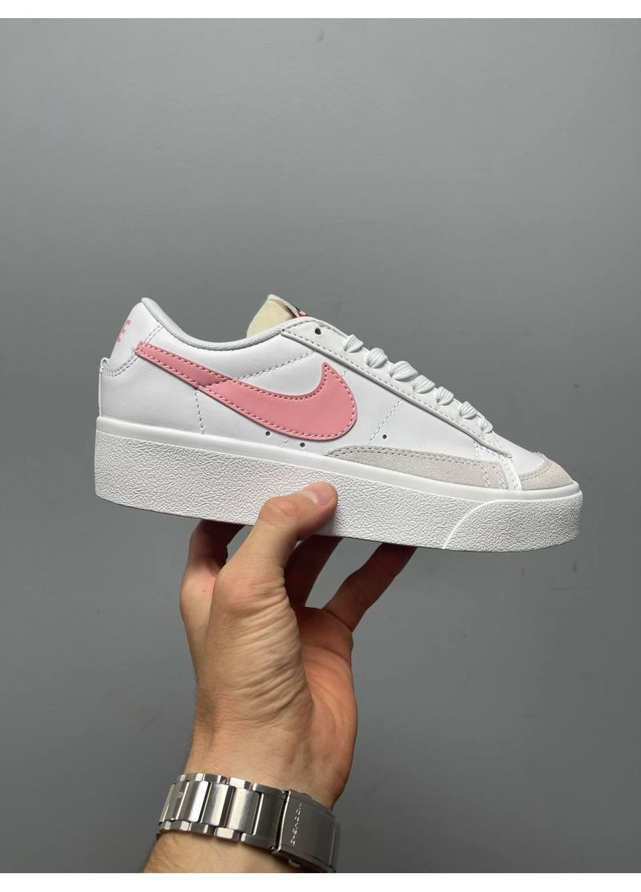 Розовые демисезонные кроссовки мужские nike blazer low platform white pink glaze v2 найк блейзер No Brand