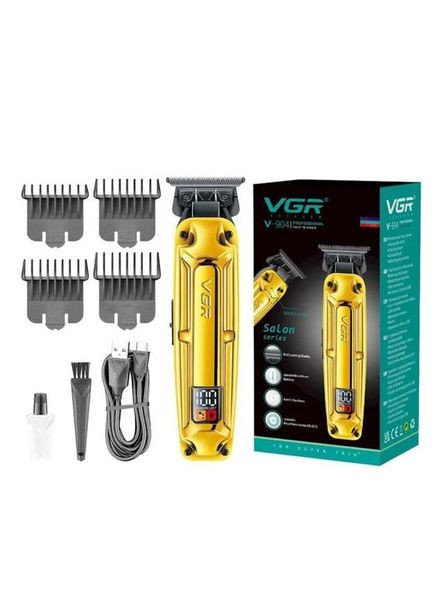 Бездротовий акумуляторний тример машинка для стрижки V-904 зі змінними насадками 0,5-9мм 5Вт Золотистий VGR (321980380)