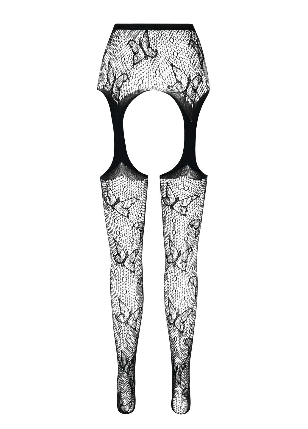Еротичні колготки-бодістокінг ECO S001 black, з доступом, декор метелики, підв’язки Passion (314507809)