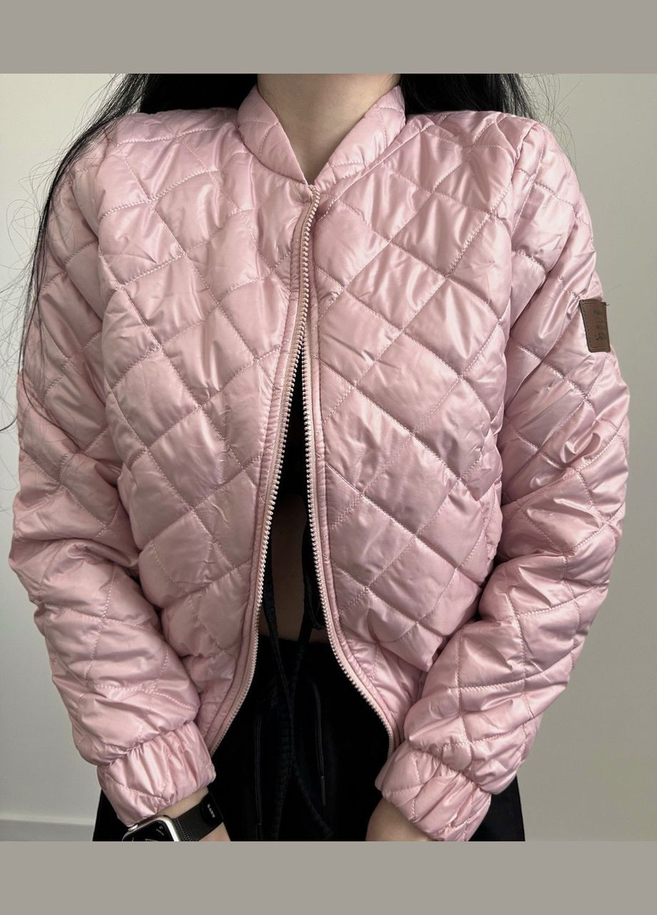 Рожева демісезонна красива якісна однотонна куртка з плащівки лаке на силіконі 100, легка ніжна рожева куртка з утеплювачем No Brand 1041