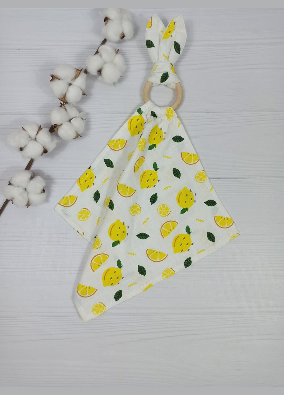 Комфортер муслиновый с кольцом "Шуршащие ушки" a.l.babybox Лимоны 35х35 Разноцветный No Brand (315488282)