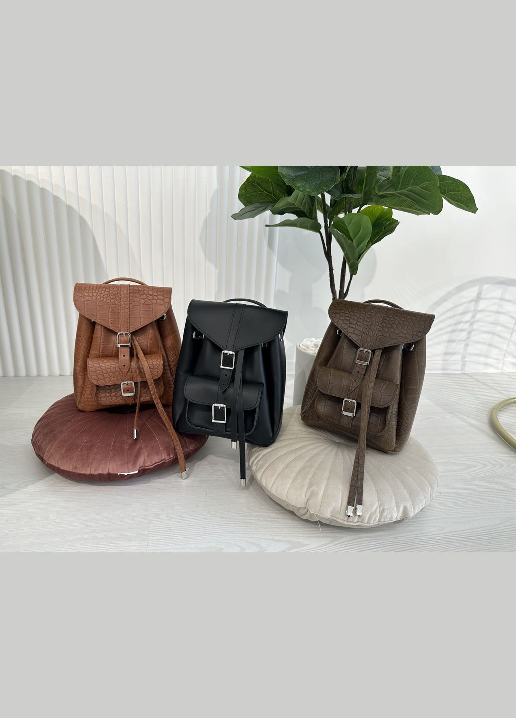 Женский кожаный рюкзак М Коричневый Рептилия Под заказ Dekey (351898911)