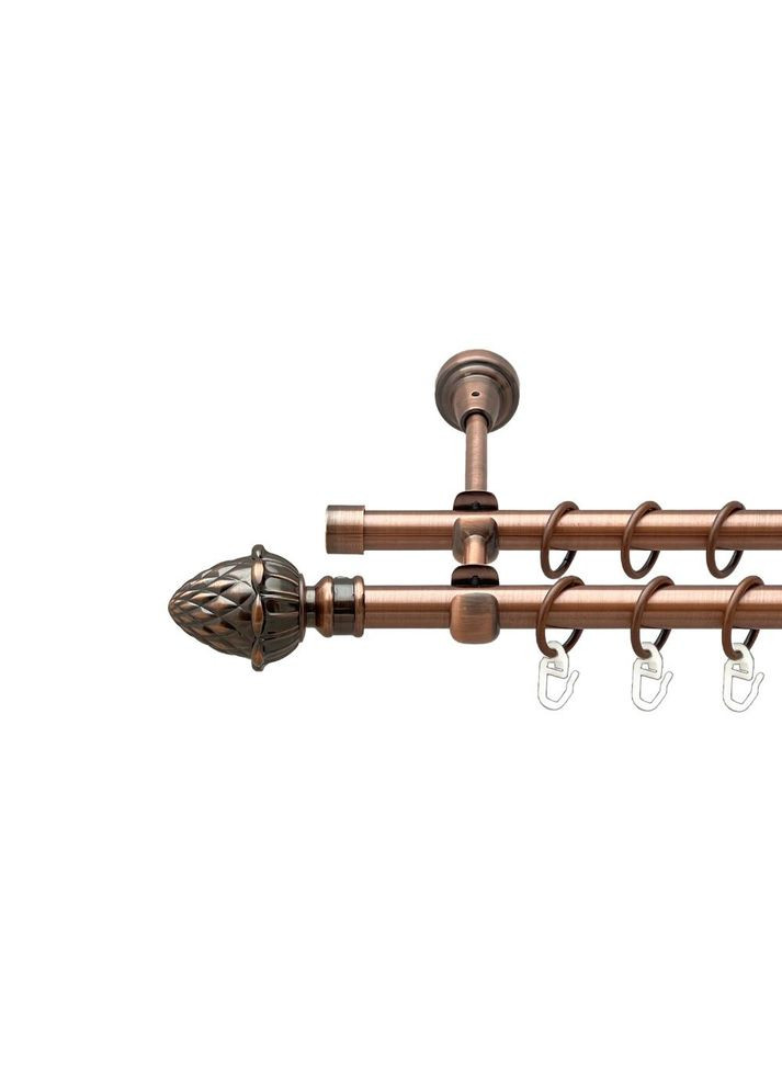 Карниз Цинара металлический двухрядный открытая гладкая труба Медь 16\16 мм 300 см (00-00020776) ORVIT (300691502)