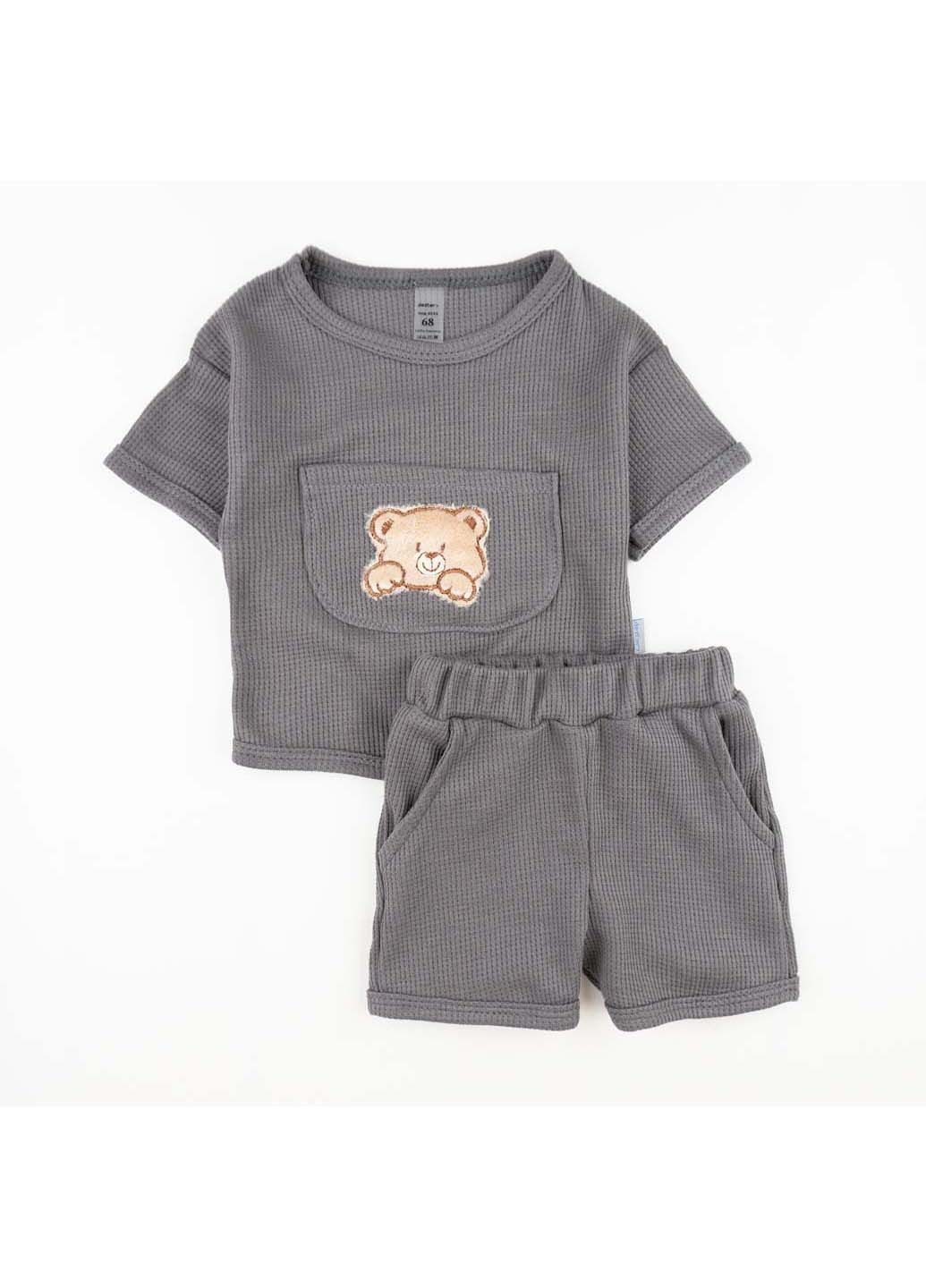 Сірий демісезонний комплект футболка та шорти bear dexter's