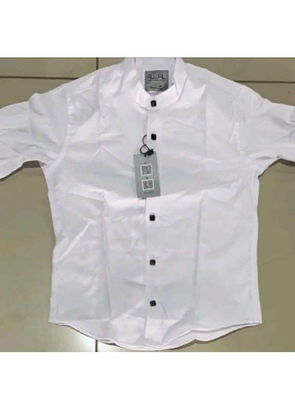 Дитяча біла сорочка для хлопчика з довгим рукавом і стоячим коміром на кнопках No Brand (362604227)