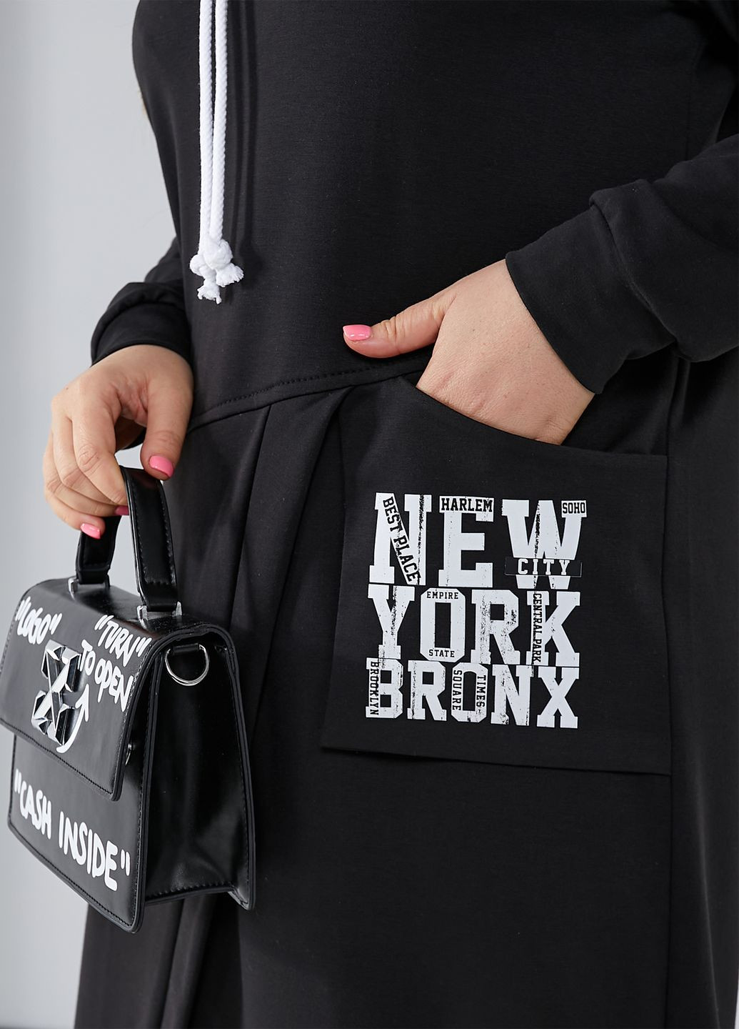 Черное спортивное, повседневный спортивное платье платье-свитер No Brand однотонное