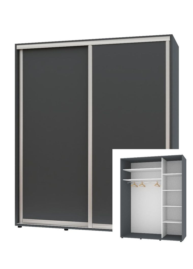 Шафа-купе дводверна 200*60*240 см Графіт 2 двері ДСП Стандарт Комфорт Меблі (360476571)