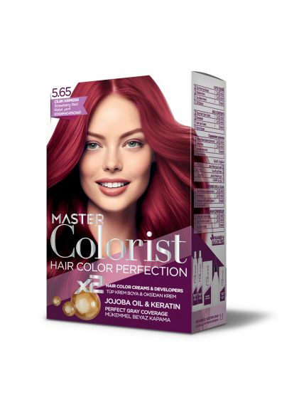 Фарба для волосся 5.65 Полунично-червоний, 2x50 мл+2x50 мл+10 мл Master Colorist (285119884)