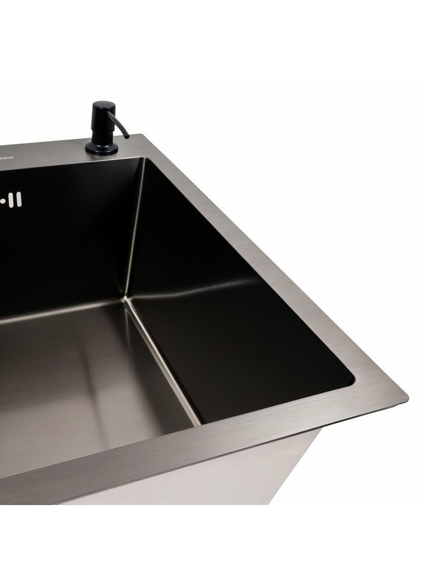 Кухонная мойка Handmade PVD 70*50 черная (сифон круглый, 3,0/0,8) Valeso (336937382)