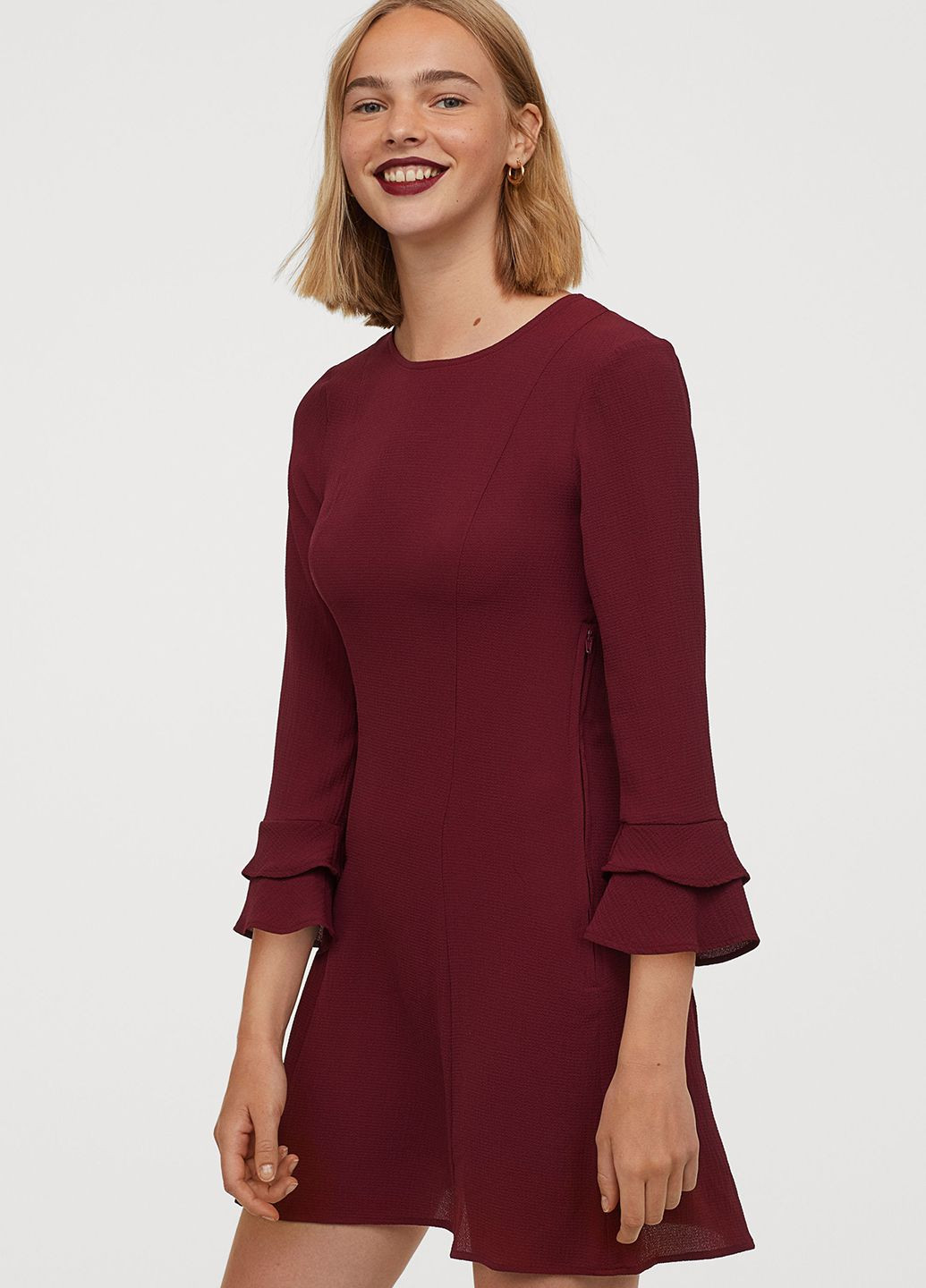Бордовое кэжуал платье с микро-дефектом H&M однотонное
