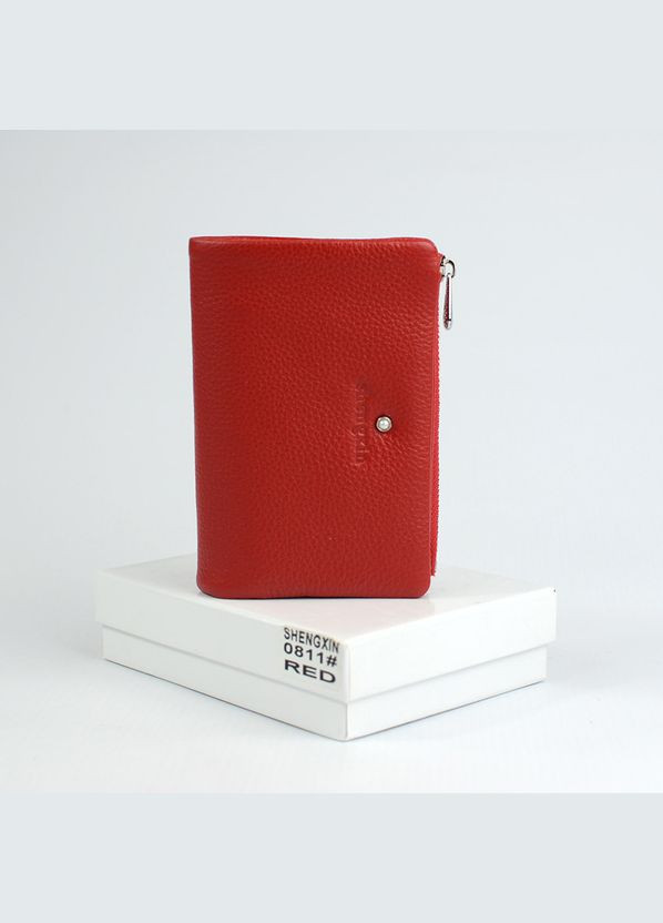 Маленький жіночий червоний складаний шкіряний гаманець портмоне на магніті No Brand (305834013)