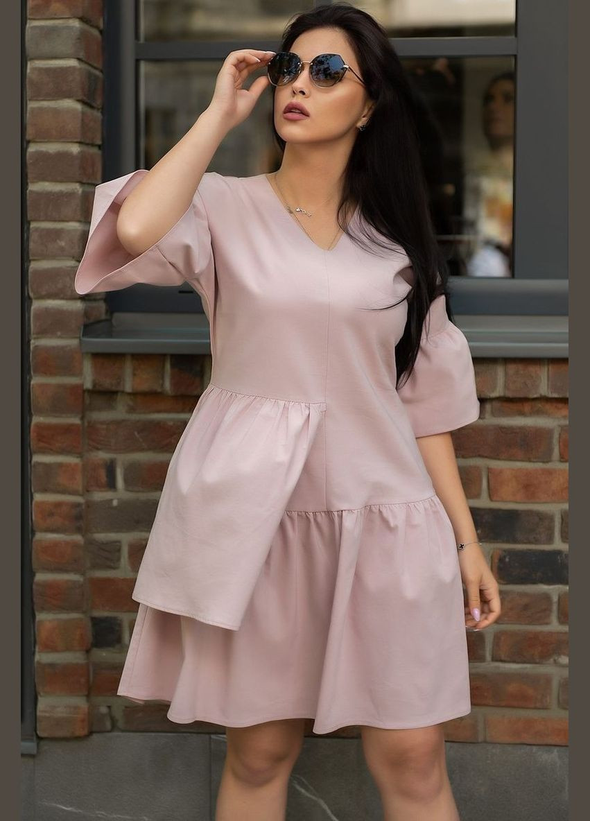 Пудрова сукня вільного крою, пудрового кольору, 183r0050 Van Gils однотонна