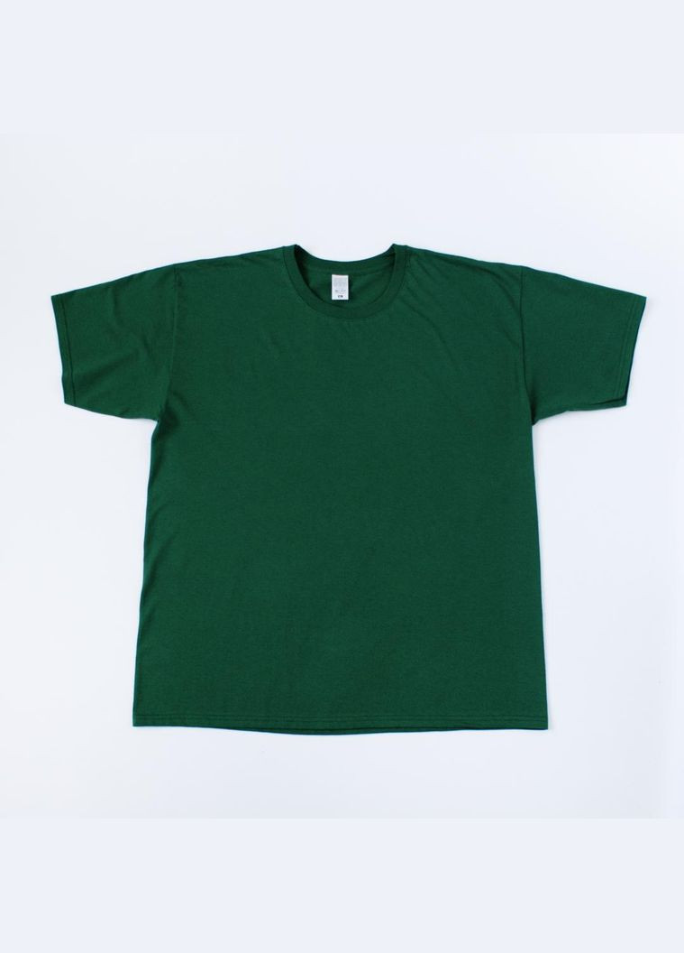 Темно-зеленая оверсайз футболка 100% хлопок длинная унисекс свободный крой молодежная зеленая без узора стильная casual ретро No Brand - (337990012)