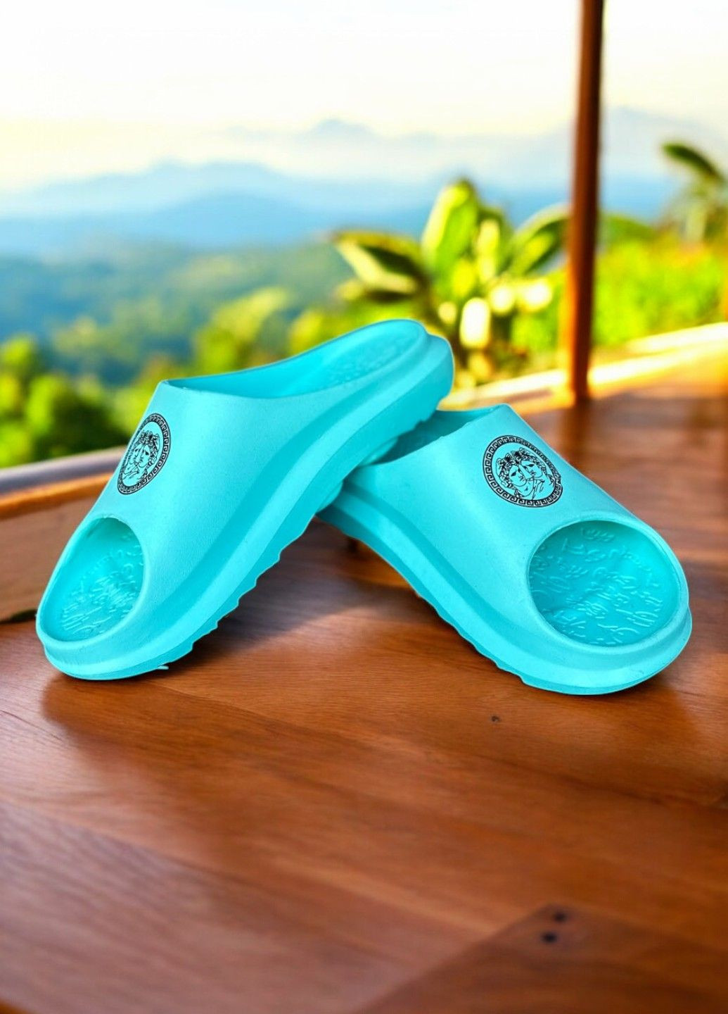 Бирюзовые спортивные, домашние, пляжные, откровенные, повседневные, кэжуал, вечерние шлепанцы женские пляжные No Brand