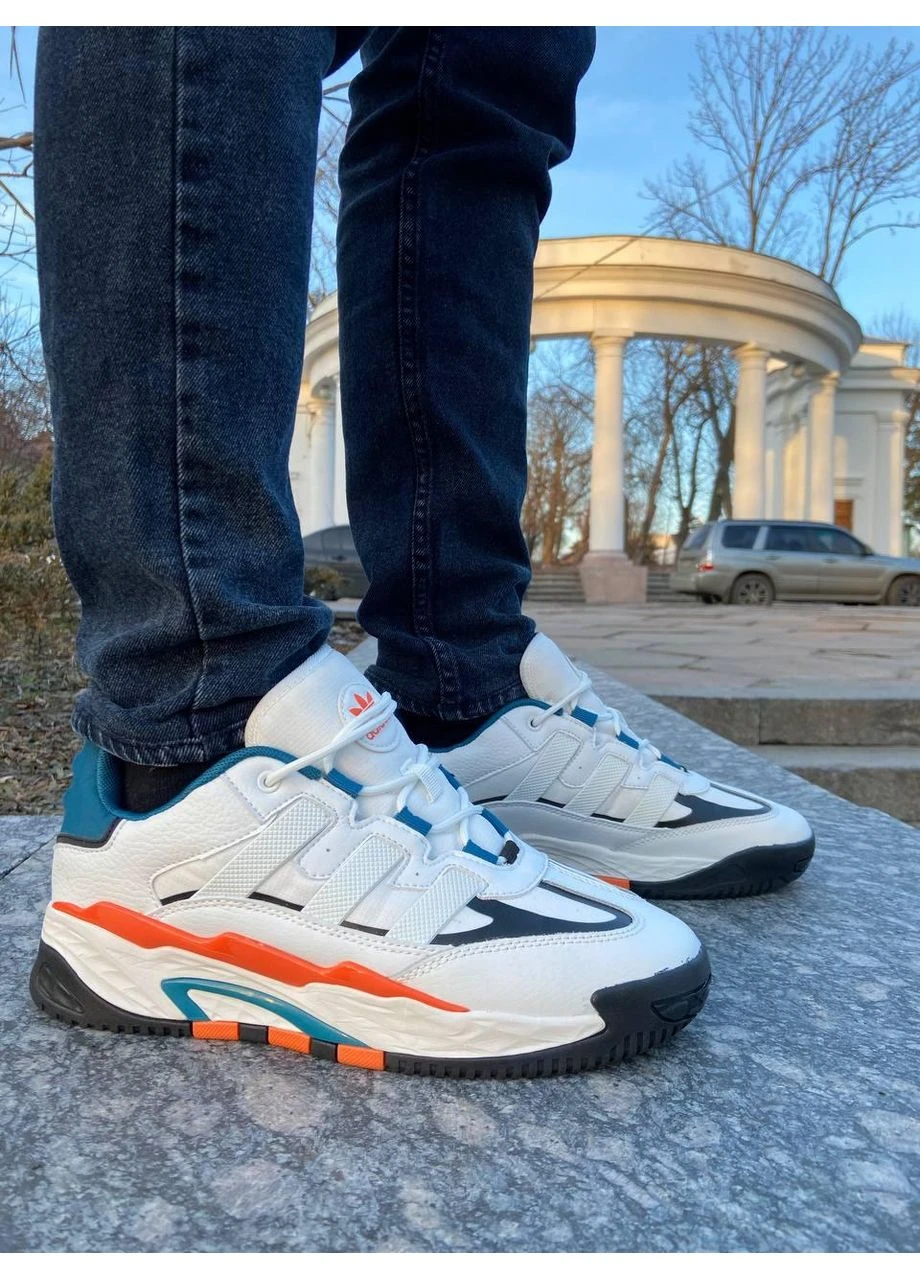 Белые демисезонные кроссовки мужские adidas niteball white orange адидас найтбол белые No Brand
