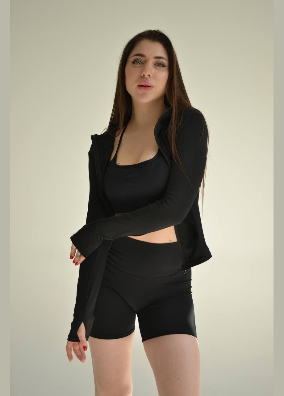 Рашгард топ с длинными рукавами женский на молнии черный S M L XL No Brand (314984114)