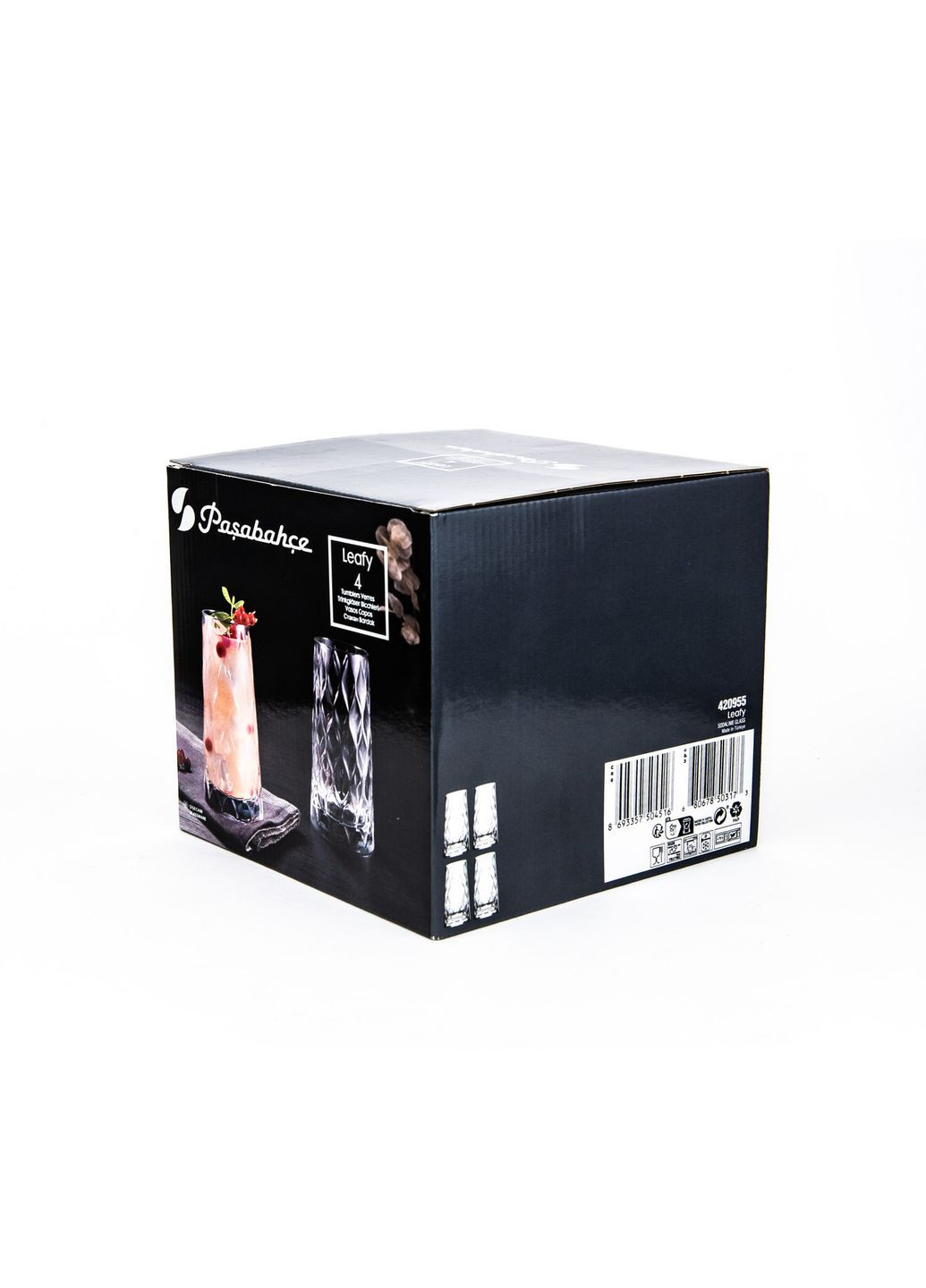 Набір із 4 високих склянок Leafy 450мл ПУ 420955 Високі склянки для води Склянки для соку Pasabahce (294986408)
