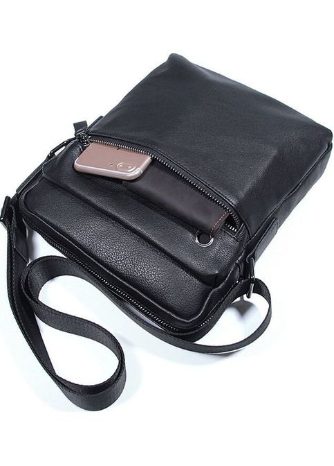 Шкіряна сумка крос боді чоловіча месенджер через плече чорна 14486 Vintage (329198775)