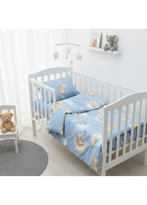 Дитяча постільна білизна для немовлят ранфорс - 25415 blue блакитна Viluta (364873797)