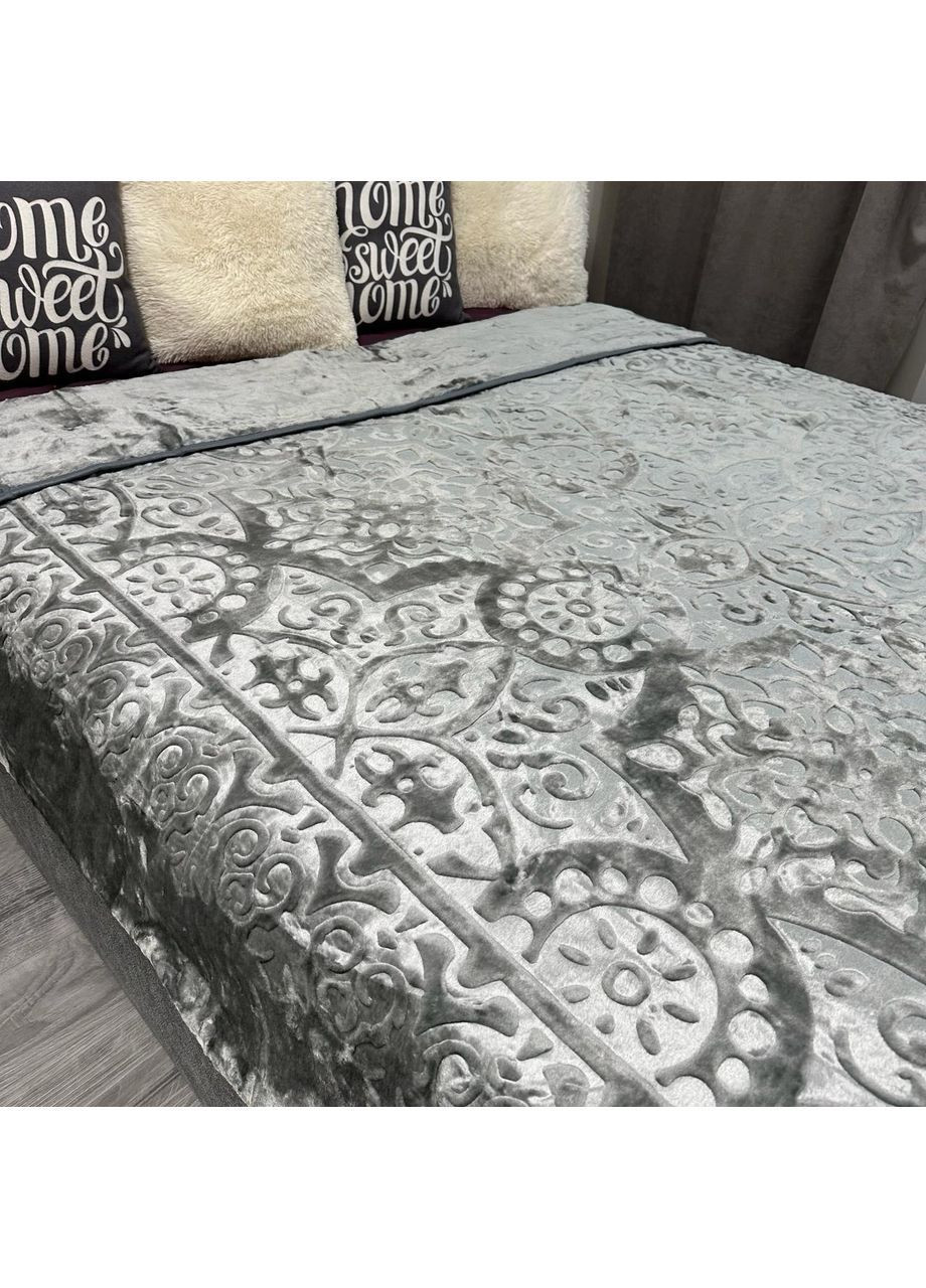 Тепле покривало на ліжко акрилове 200x230 см графітового кольору. No Brand (363834548)