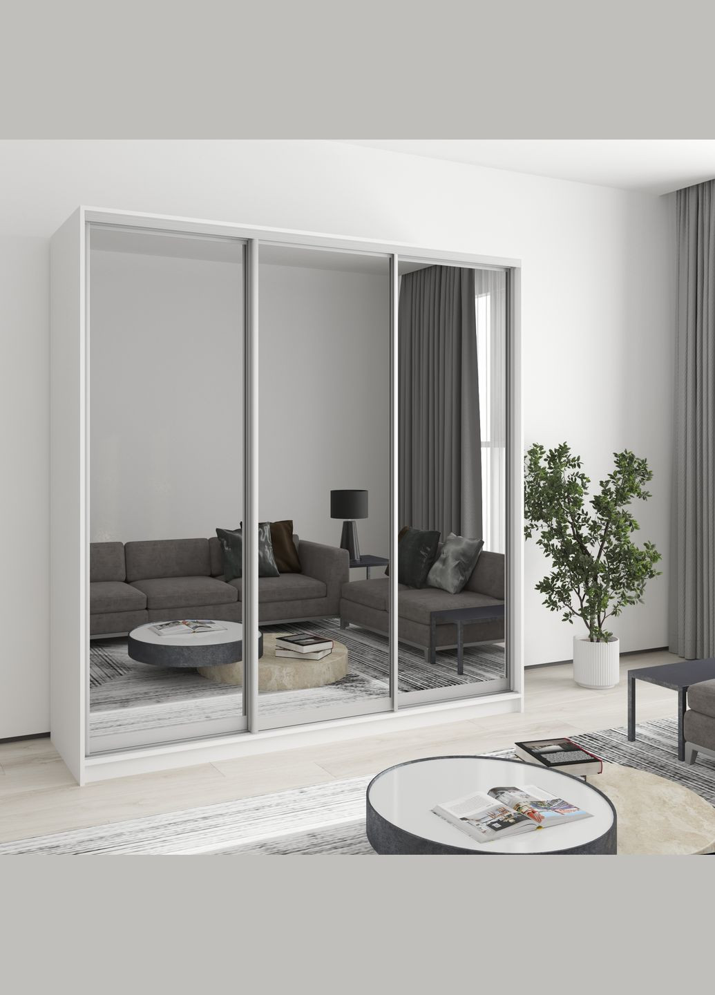 Шкаф-купе трехдверный Комбо AL 3 Зеркала 200x60x240 см (MBS-1775) MebelStar (362373746)