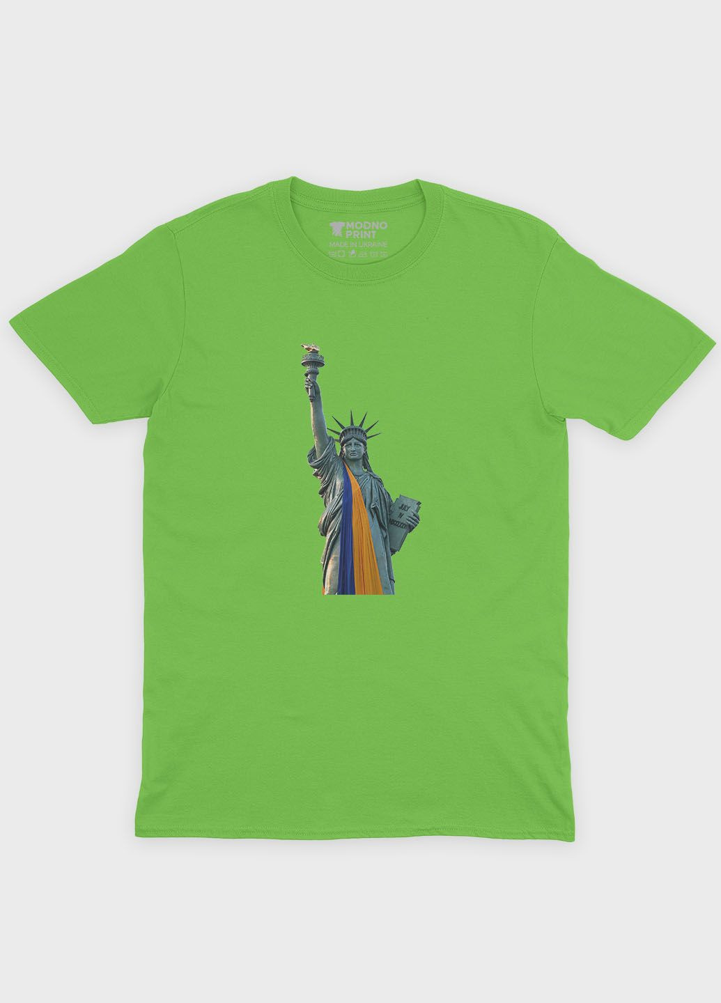 Салатовая мужская футболка с патриотическим принтом (ts001-1-kiw-005-1-023) Modno