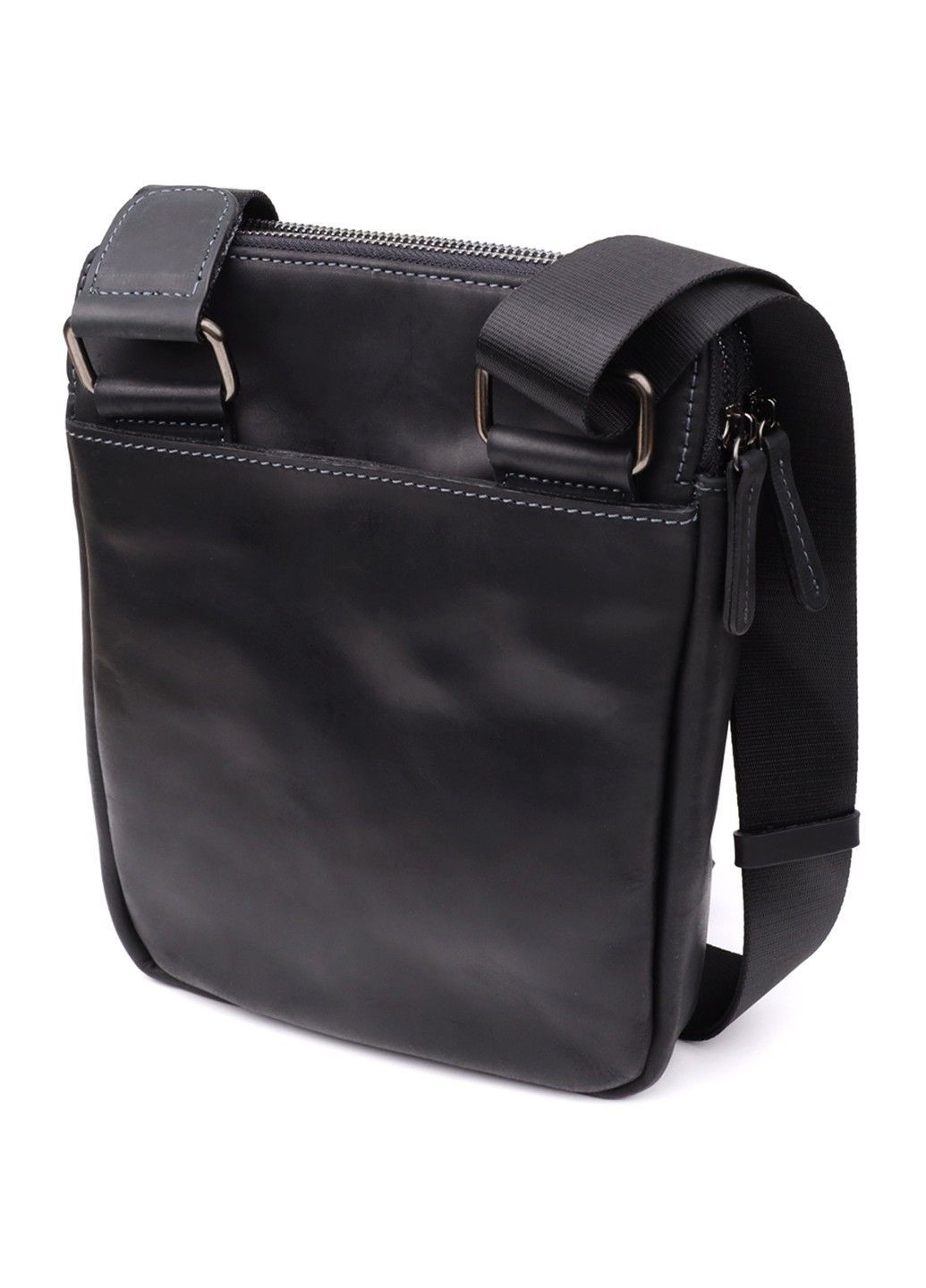 Практична чоловіча сумка через плече з вінтажної натуральної шкіри 20870_1 Чорний Shvigel (362971699)