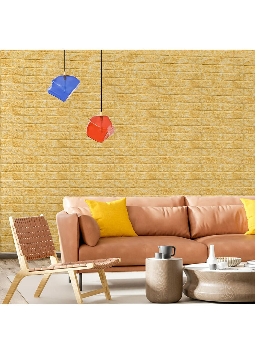 Декоративная 3D панель самоклеющаяся 700х770х5мм Глубокий желтый (кирпич) (068) SW-00000168 Sticker Wall (368833395)