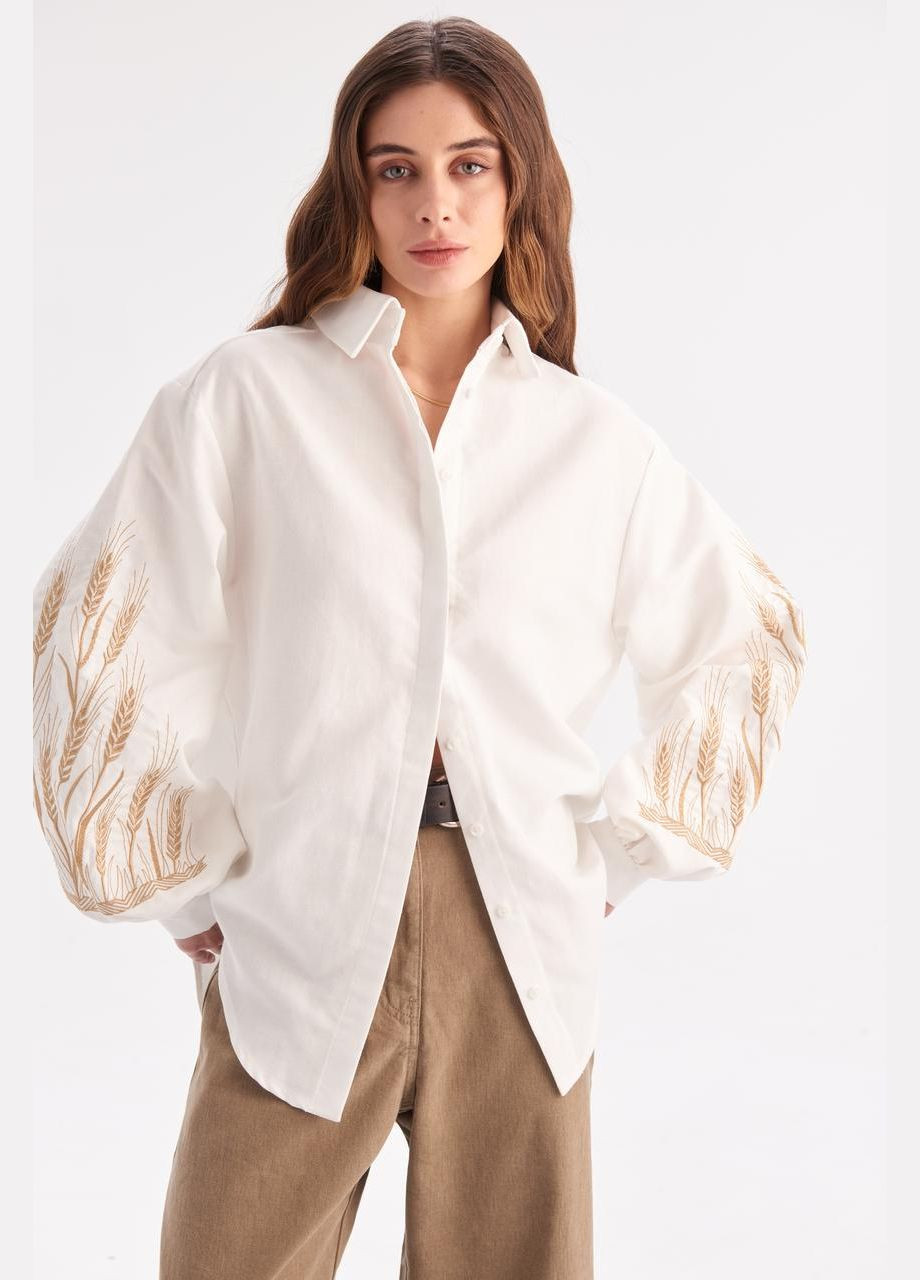 Біла жіноча вишиванка "яра" MEREZHKA візерунок орнамент бавовна (288644922)